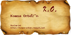 Komsa Orbán névjegykártya